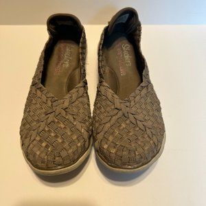 2 for $20. Skechers Gray Woven Slip-on Flat Memory Foam Fit Size 6.5